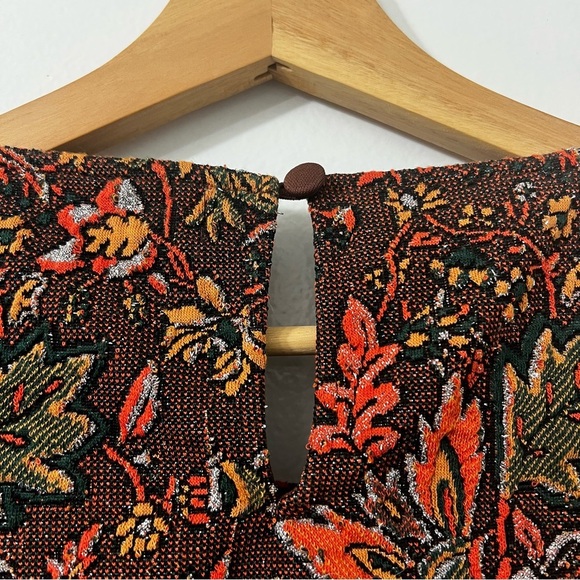 Anthropologie Eva Franco S Brown Jacquard Tulle Boho Feminine Sleeveless Top - Picture 9 of 16